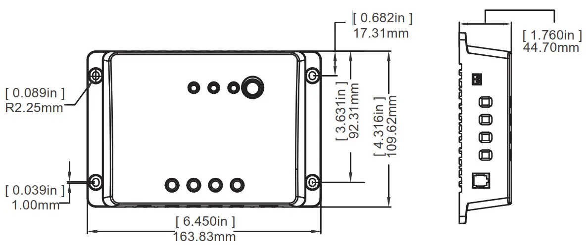 RENOGY WANDERER Series 30A PWM Solar Charge -- Dimensions