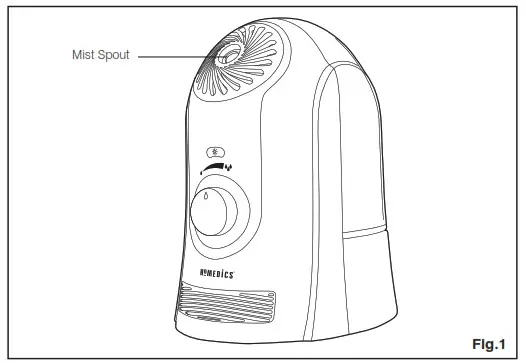 Homedics RCOB-865103 Cool Mist Ultrasonic Humidifier - Cool Mist Ultrasonic Humidifier fig - 1
