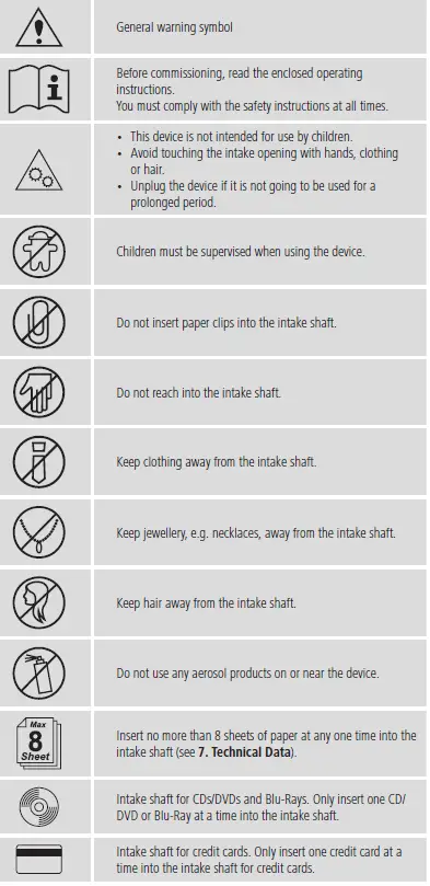 hama 73050542 Basic S8CD Shredder symbol