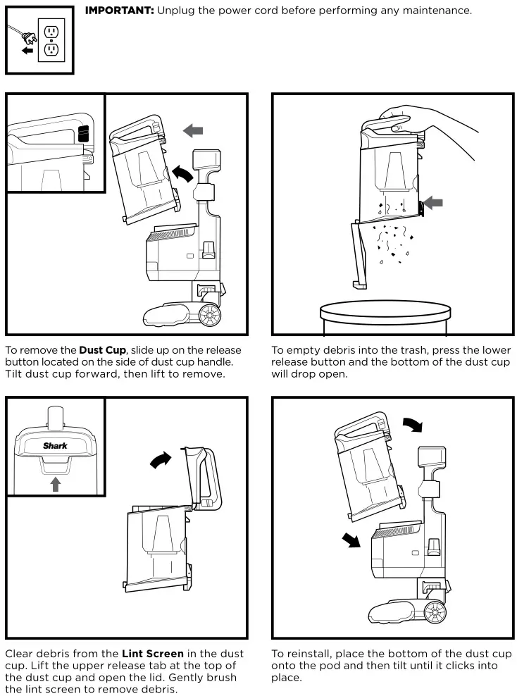 Shark Rotator Lift-Away - EMPTYING THE DUST CUP