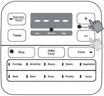 anko Electric Pressure Cooker MY-CS6002WP1 User Manual - Preset Cooking