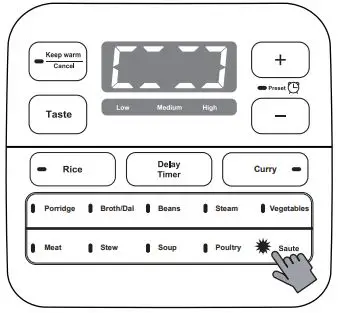 anko Electric Pressure Cooker MY-CS6002WP1 User Manual - Sauté
