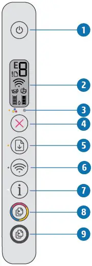 HP DeskJet 2700 All-in-One-The control panel of the HP DeskJet 2700 series