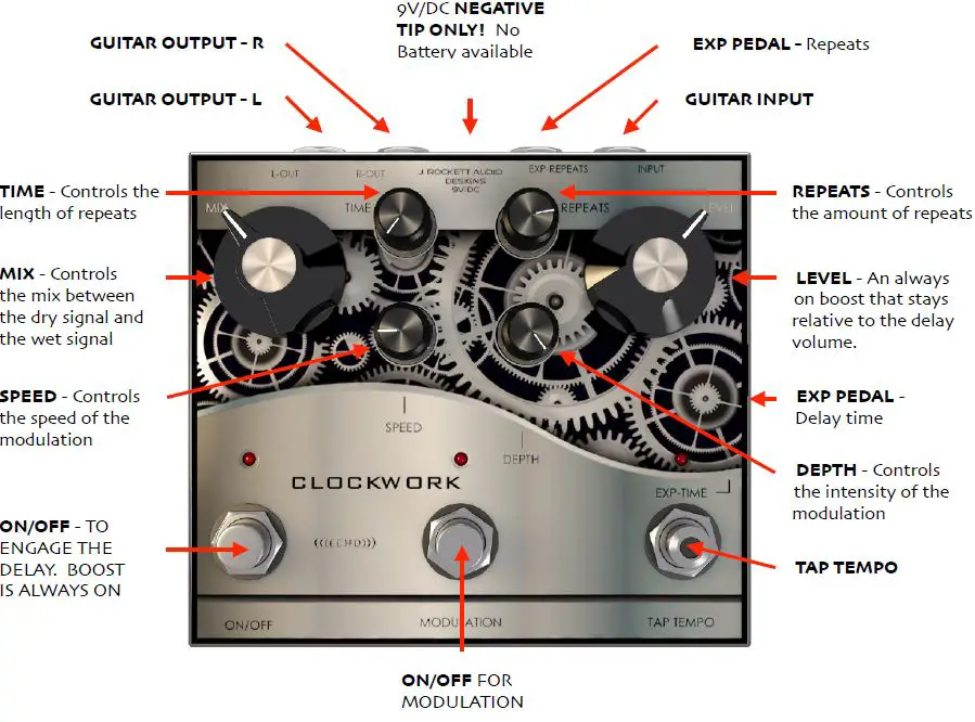 J Rockett Audio Clockwork Echo Modulation Delay Pedal Demo-1