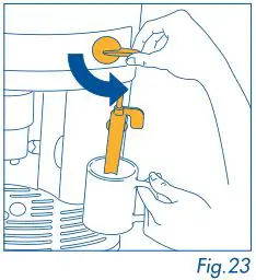 DeLonghi Magnifica - Dip the cappuccino frother into the into the container with milk