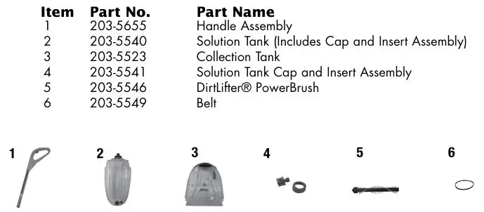 Bissell 76R9 Series Powerforce Powerbrush - Replacement parts