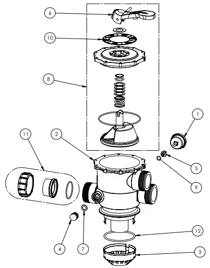 PENTAIR CRISTAL FLO II Top Mount Sand Filter - Valve Replacement Parts 1