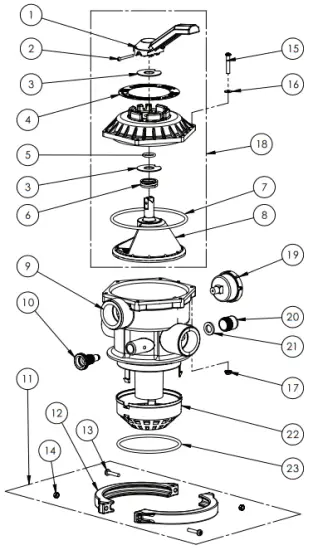 PENTAIR CRISTAL FLO II Top Mount Sand Filter - Valve Replacement Parts