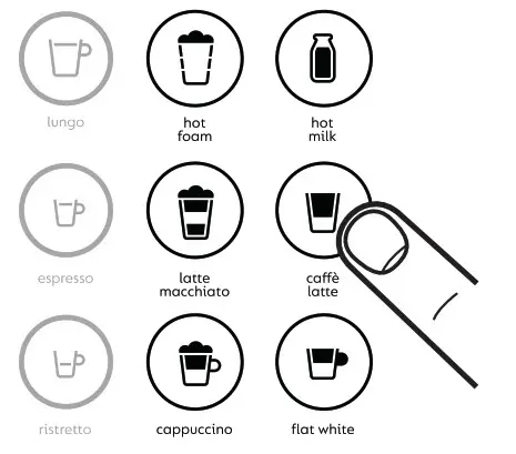 DeLonghi Nespresso Lattissima Coffee Machine - Press the button relative to the desired milk-based beverage