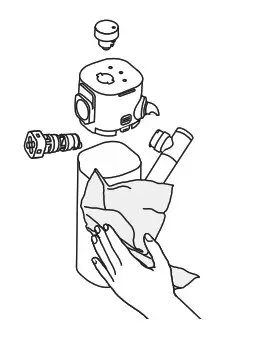 Dry all parts with a fresh