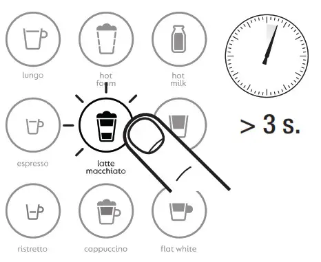 Touch and hold the button relative to the drink