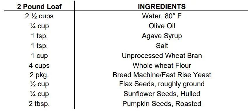 WestBend Breadmaker Instruction Manual - Whole Wheat & Seed Low Carb Bread