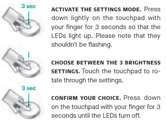 dodow Sleep Aid Device User Guide - Brightness settings
