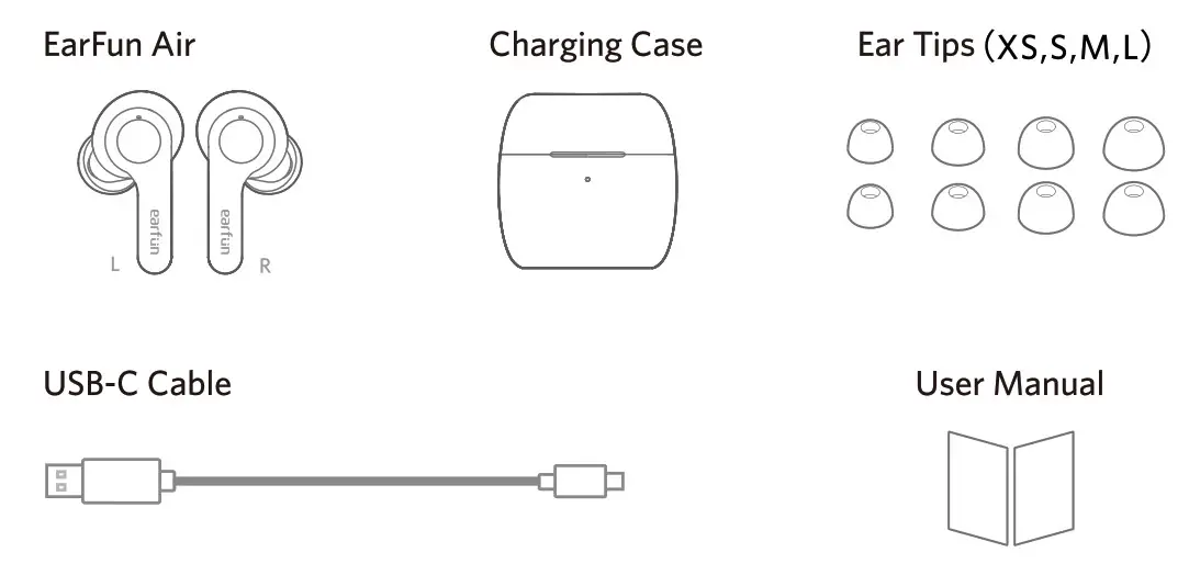 EarFun Air TWS Earbuds - What's in the box