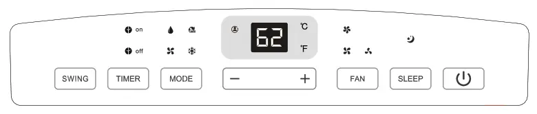 Whynter 14,000 BTU Portable Air Conditioner - CONTROL PANEL 1
