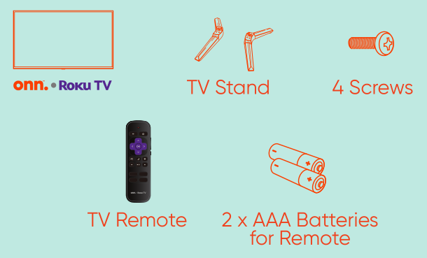 Onn. Roku TV 32" HD 720P TV [100012589] box content