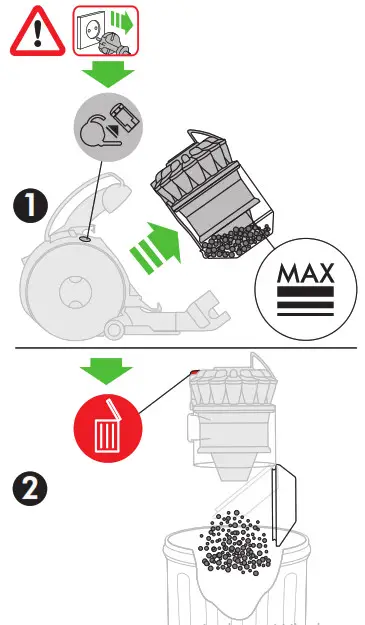 dyson DC 36 Vacuum Cleaner - Emptying the clear bin
