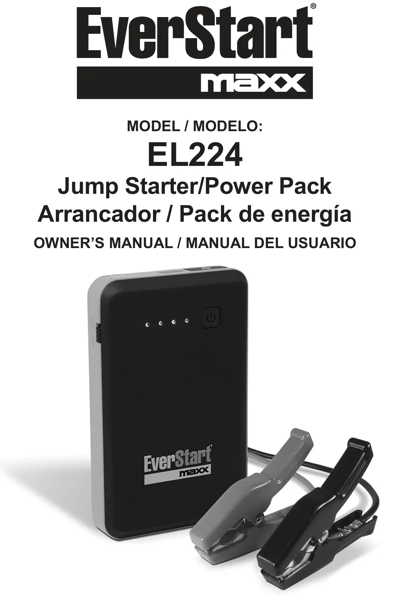 EverStart EL224 600 Peak AMP Lithium-Ion Jump Starter Power Pack Owner's Manual