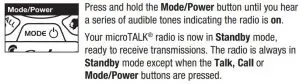 FIG 8 Turning on Your microTALK® Radio
