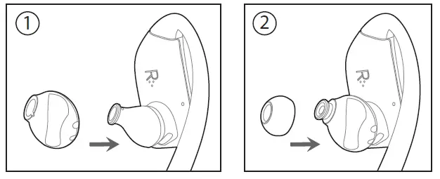 ear tips onto the earbuds