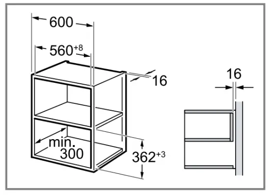 Installation dimensions